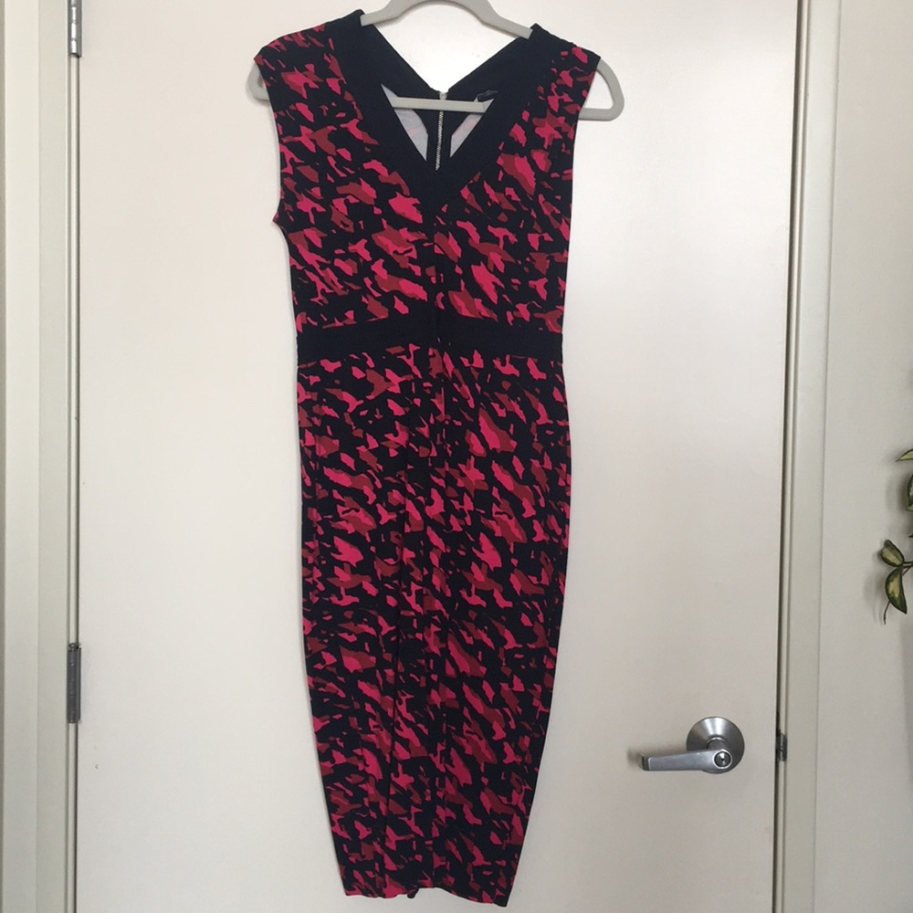 Pint and navy print midi tank dress